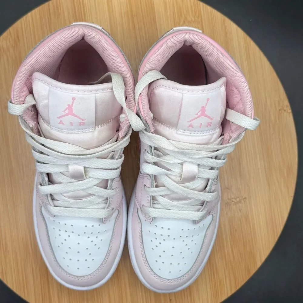 Jordan 1 Mid Pearl Pink White Valentines Day (GS) Youth Size 3.5